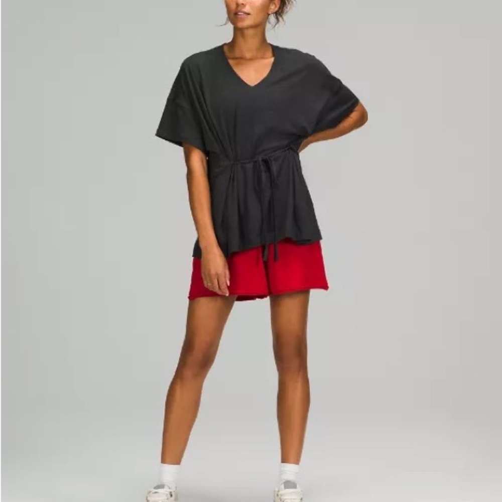 Lululemon Side Tie V-Neck T-Shirt Heathered Black 4